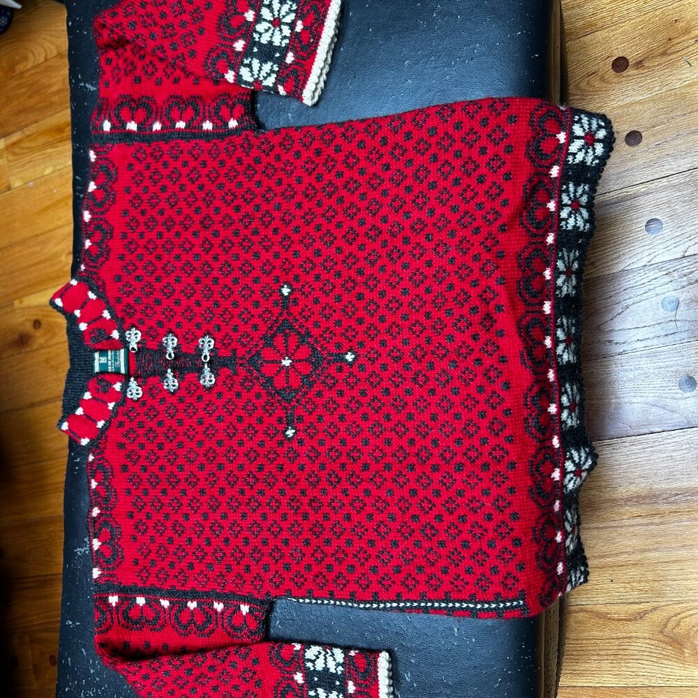 Dale Of Norway Haukeli Pullover Sweater Faire Isle Nordic 100% Wool Red Small - Picture 7 of 15